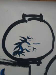 Moon jaar a l'encre de chine grand format (grand vase rond en une piece)