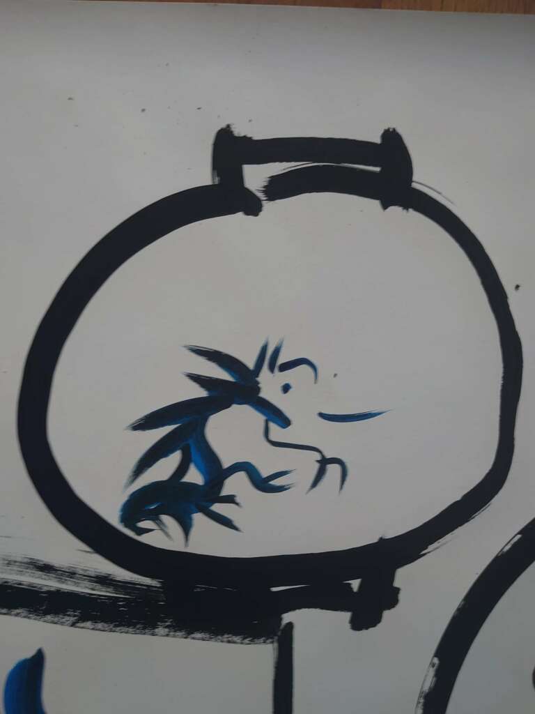 Moon jaar a l'encre de chine grand format (grand vase rond en une piece)