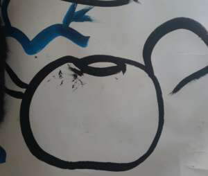 Theiere ronde au petit bec croquis encre de chine