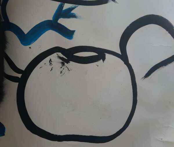 Theiere ronde au petit bec croquis encre de chine